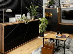 Kommode Fivale 100 (Mørk Delano eg + Mat sort)