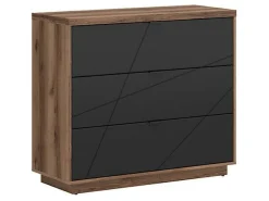 Kommode Fivale 118 (Mørk Delano eg + Mat sort)