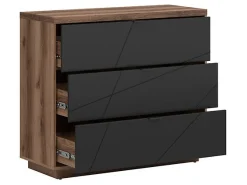 Kommode Fivale 118 (Mørk Delano eg + Mat sort)