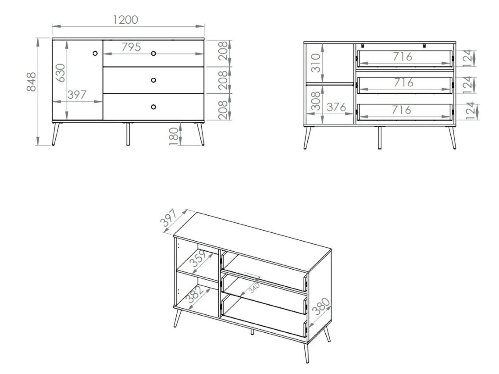 Kommode Flonovu 103 (Mørkeblå + Gylden)