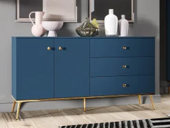 Kommode Flonovu 102 (Mørkeblå + Gylden)