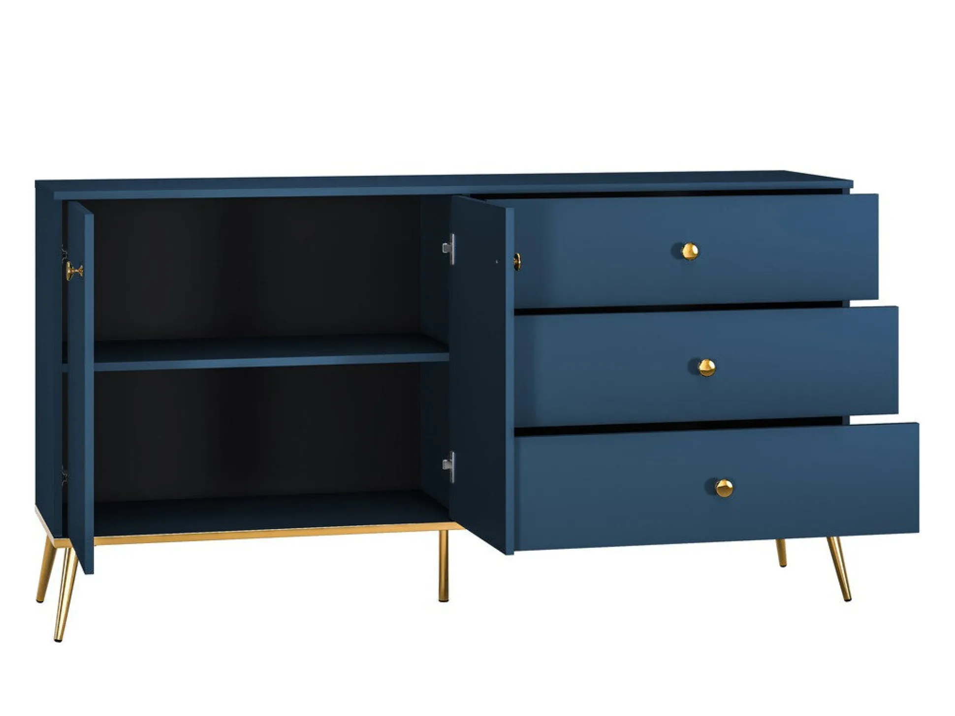 Kommode Flonovu 102 (Mørkeblå + Gylden)