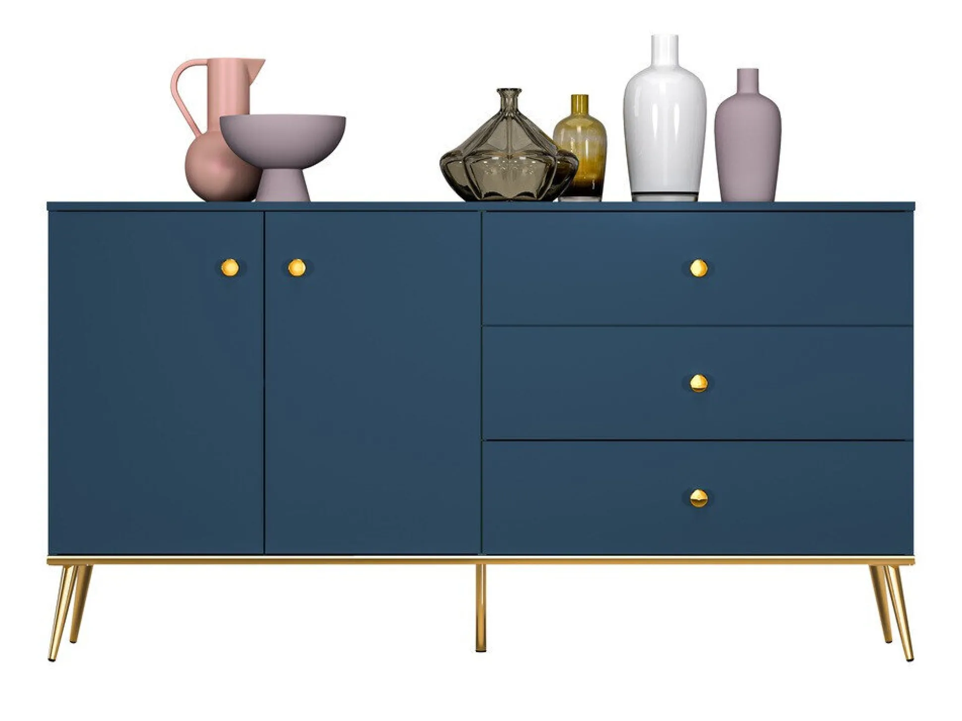 Kommode Flonovu 102 (Mørkeblå + Gylden)