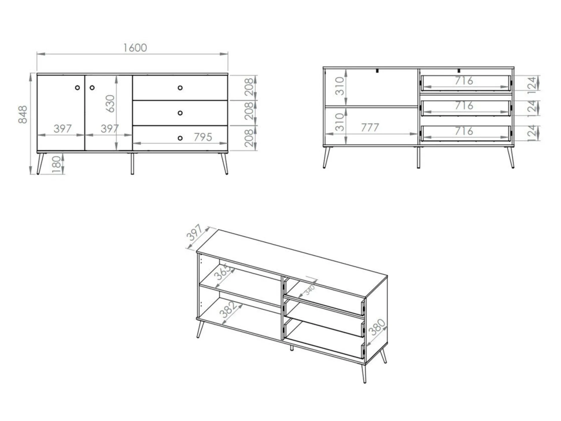 Kommode Flonovu 102 (Mørkeblå + Gylden)