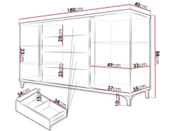 Kommode Florem (Hvid + Glansfuld hvid + Lyst træ)