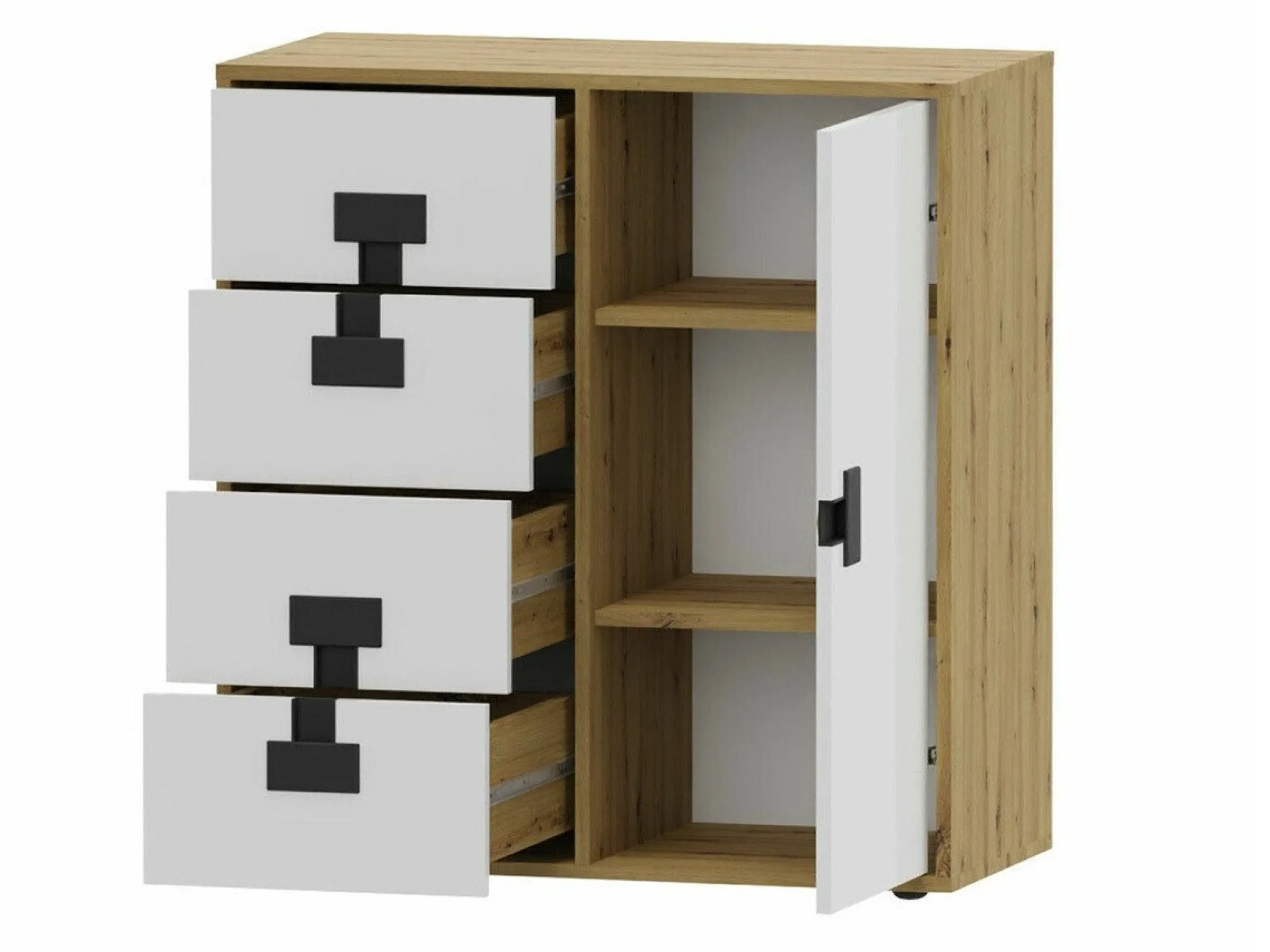 Kommode Florevi 103 (Gloss grå + Artisan eg)