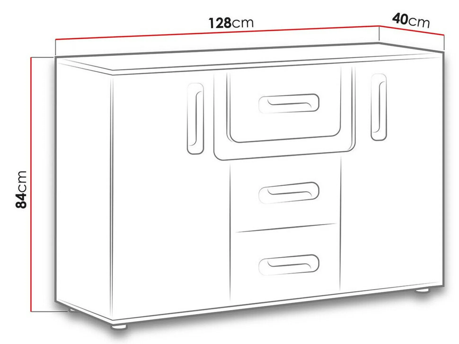 Kommode Levtala 107 (Antracit + Hvid + Lyserød)