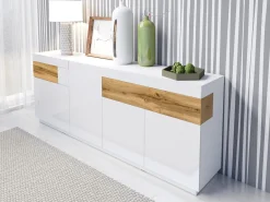 Kommode Livlore 101 (Hvid + Glansfuld hvid + Wotan eg)