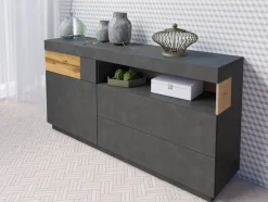 Kommode Livlore 107 (Matera grå + Wotan eg)