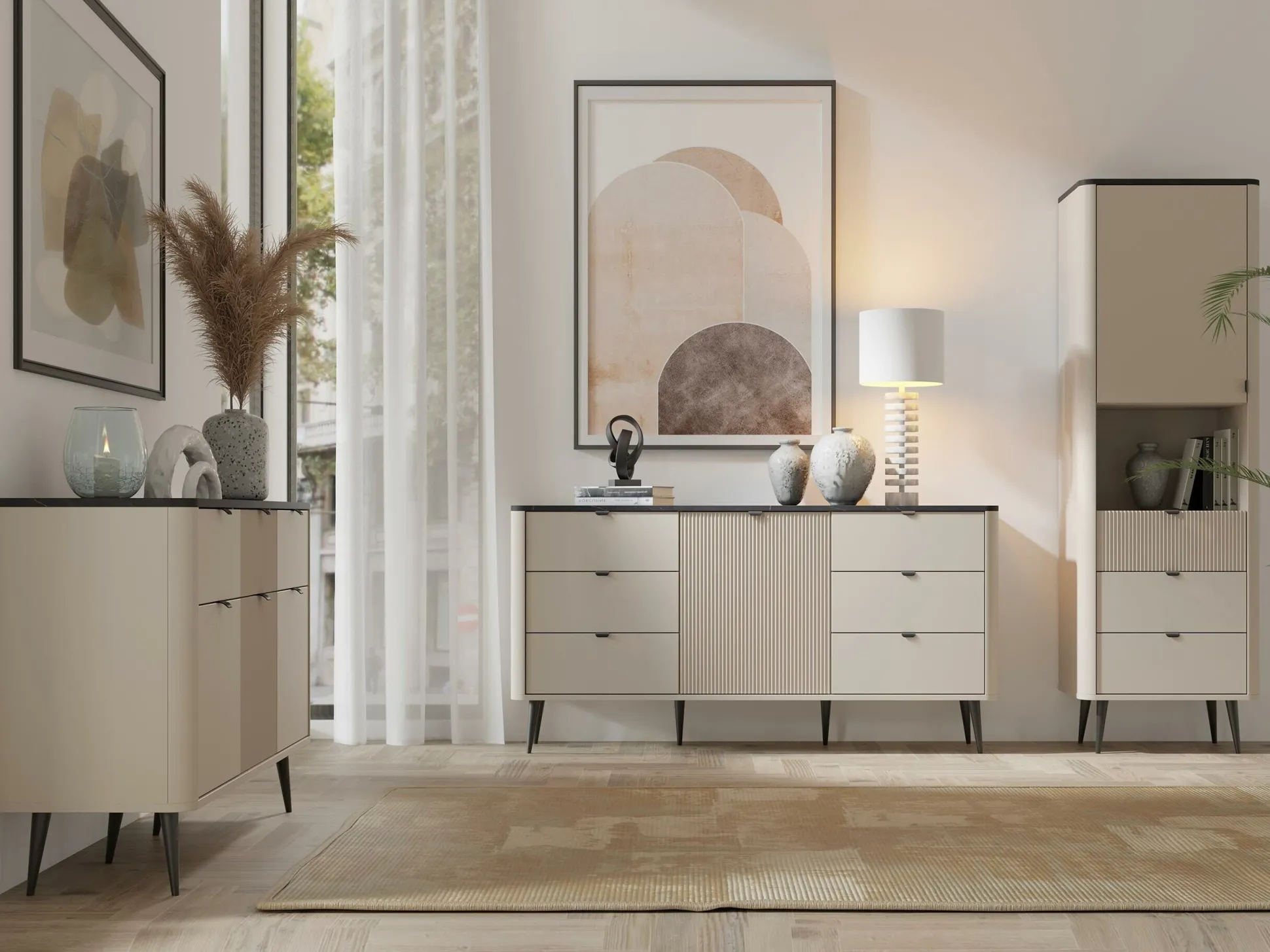 Kommode Lufela 107 (Kashmir + Grå marmor)