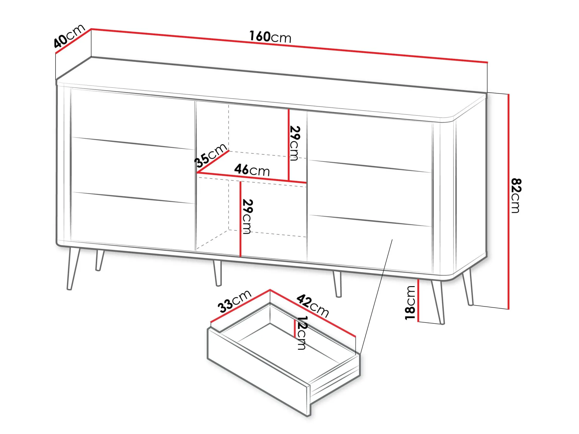 Kommode Lufela 107 (Kashmir + Grå marmor)