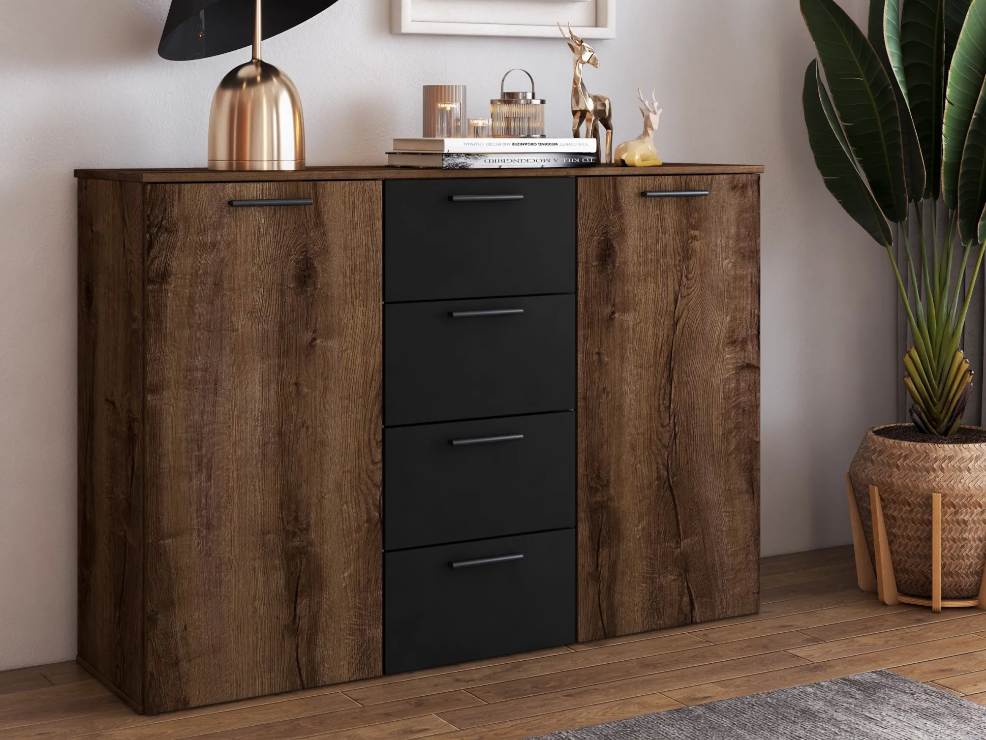 Kommode Melvele 101 (Kloster eg + Sort)