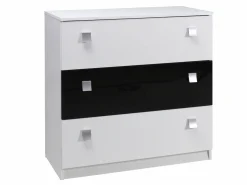 Kommode Murrieta 109 (Hvid + Blank sort)