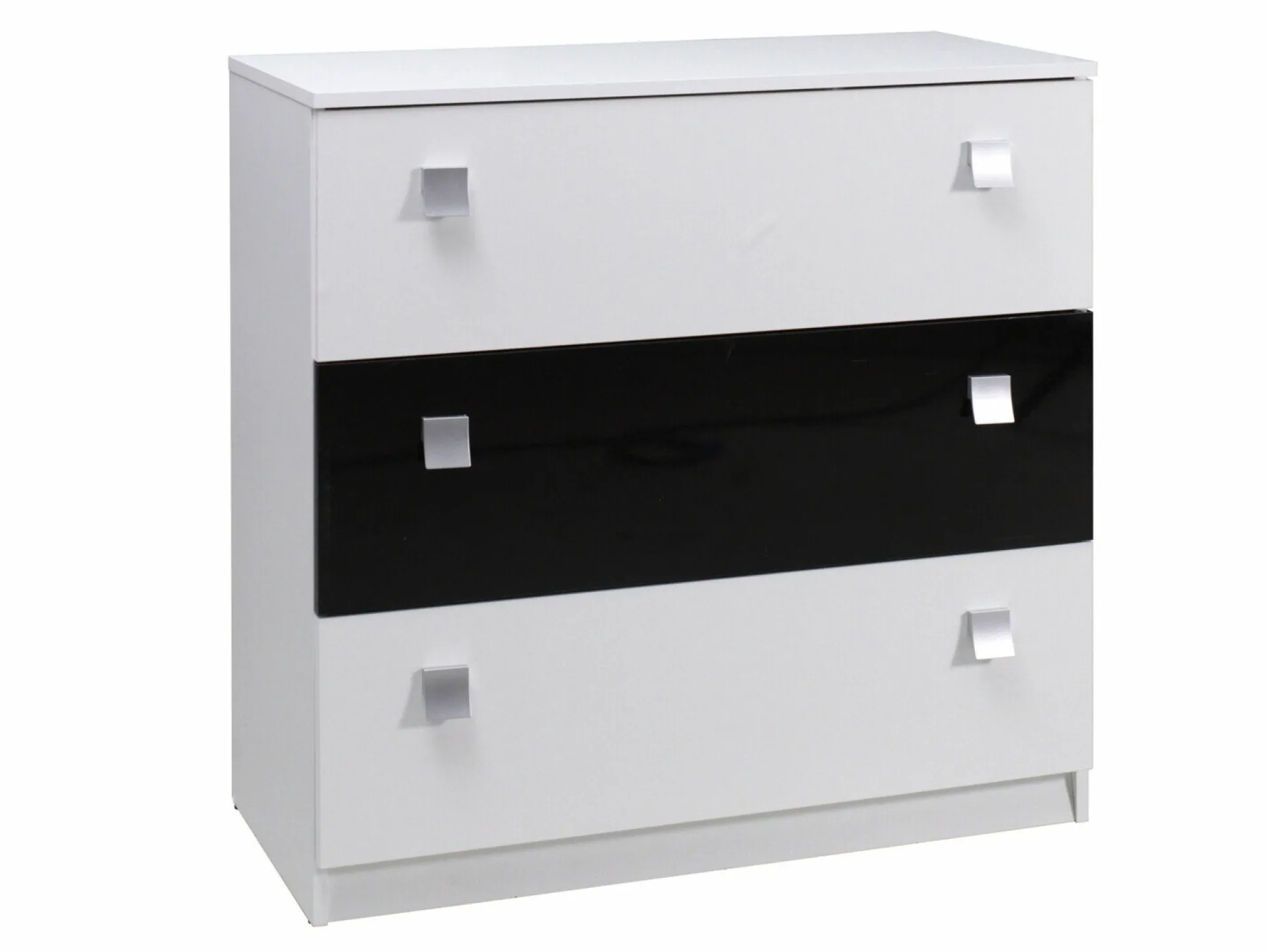 Kommode Murrieta 109 (Hvid + Blank sort)