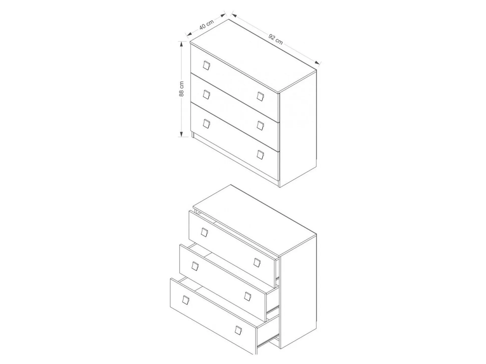 Kommode Murrieta 109 (Hvid + Blank sort)