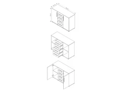 Kommode Murrieta 148 (San remo eg + Grå)