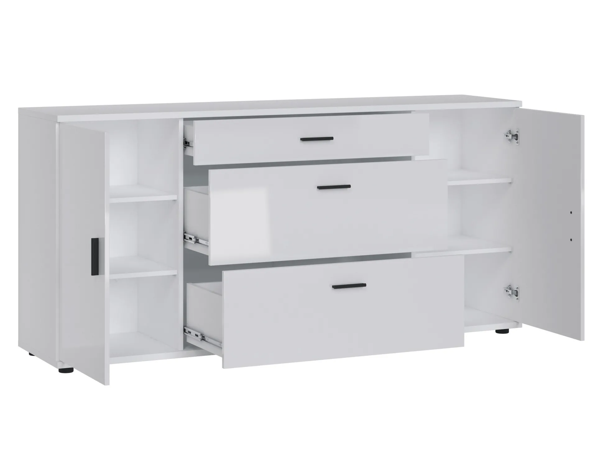 Kommode Ontario 170 (Glansfuld hvid + Hvid)