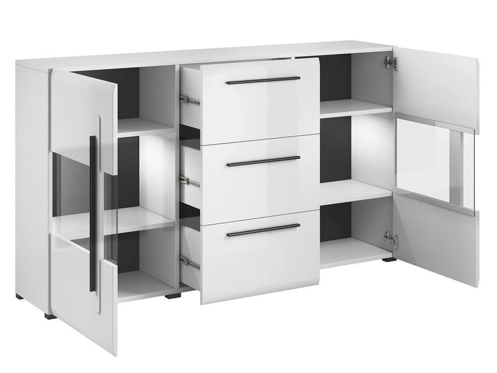 Kommode Ophsalu 106 (Hvid + Glansfuld hvid)