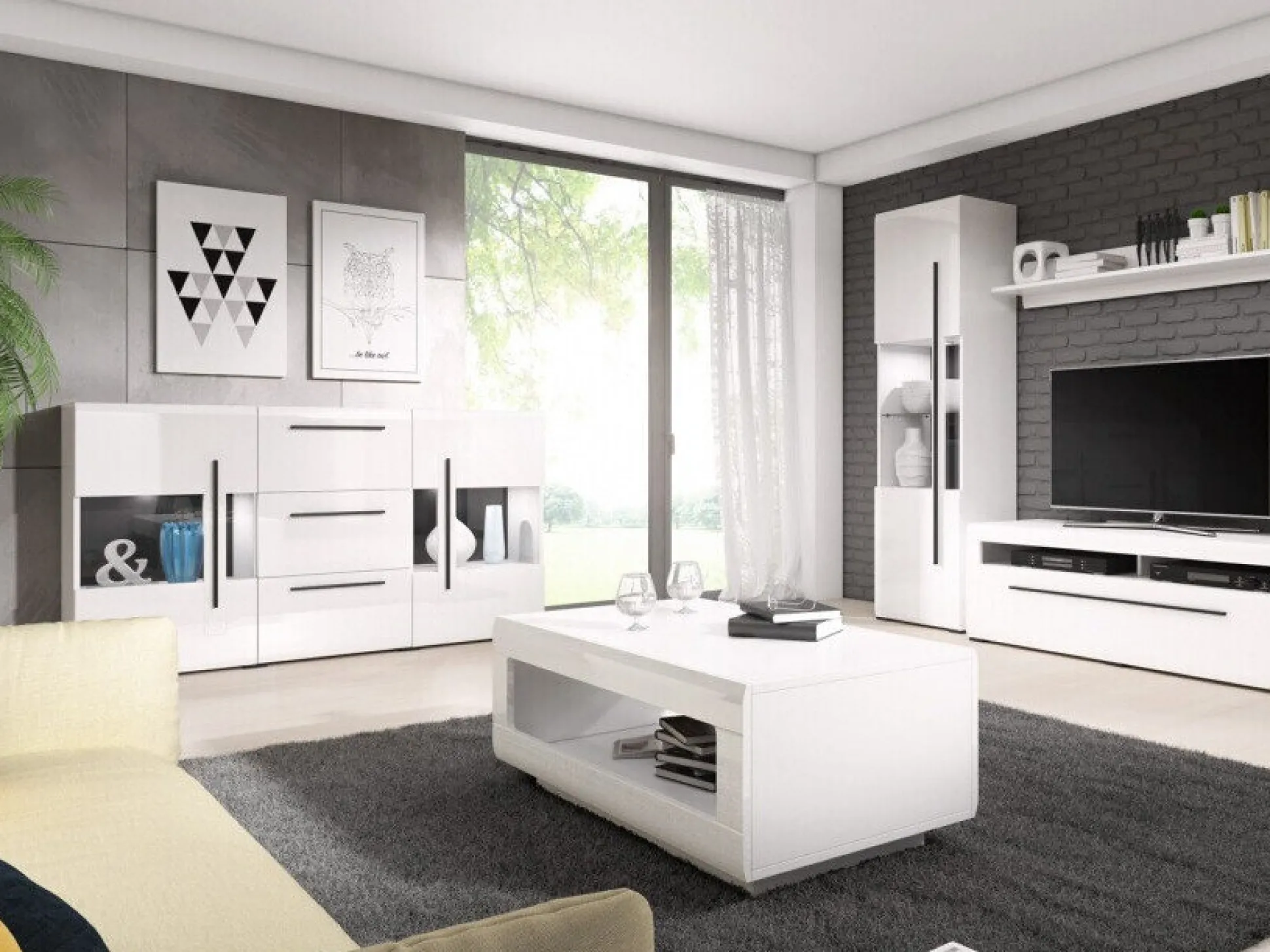 Kommode Ophsalu 106 (Hvid + Glansfuld hvid)