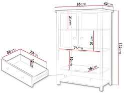 Kommode Romelbo 144 (Hvid + Egetræ)