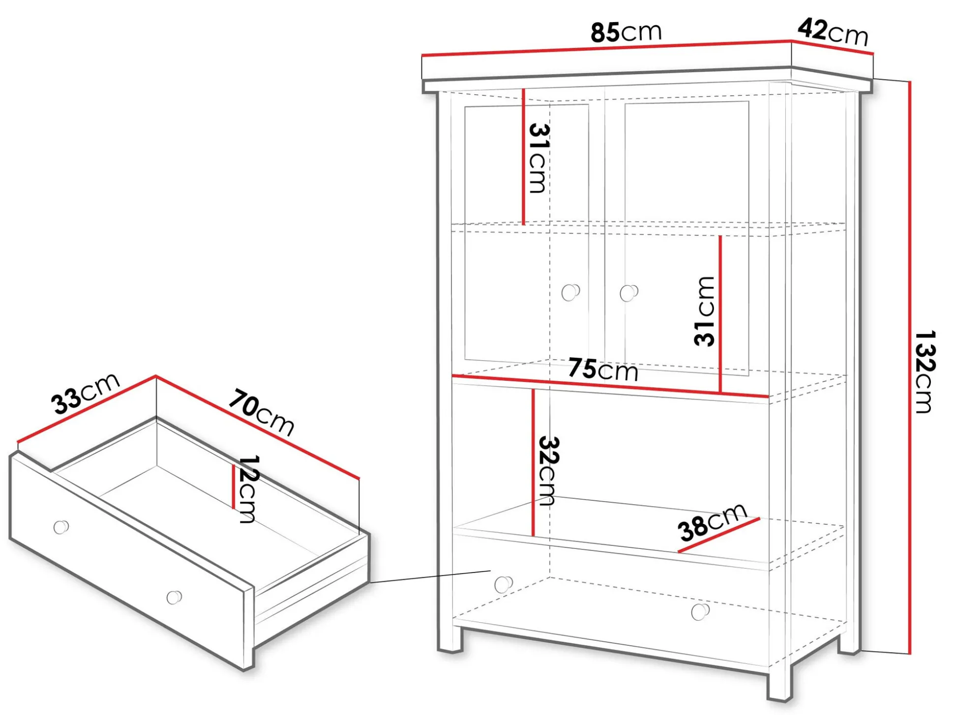 Kommode Romelbo 144 (Hvid + Egetræ)