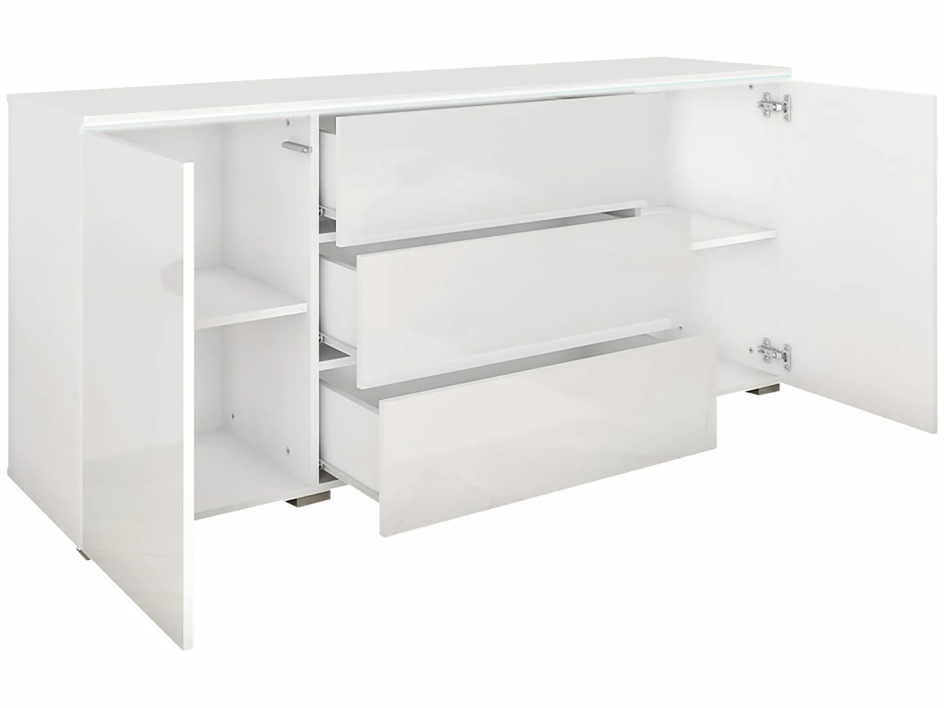 Kommode Sarasota 142 (Beton + Glansfuld hvid)