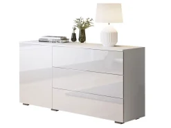 Kommode Sarasota 128 (Hvid + Glansfuld hvid)