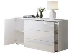 Kommode Sarasota 128 (Hvid + Glansfuld hvid)
