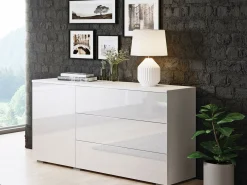 Kommode Sarasota 128 (Hvid + Glansfuld hvid)