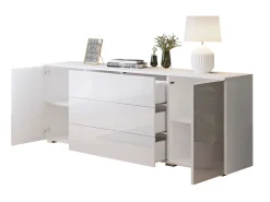 Kommode Sarasota 129 (Wotan eg + Glansfuld hvid)