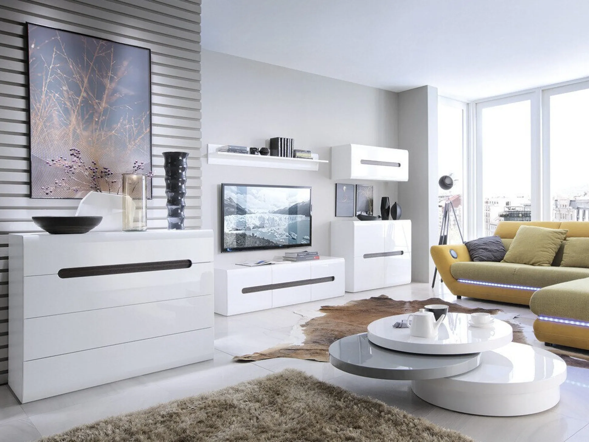 Kommode Serveso 103 (Hvid + Glansfuld hvid)