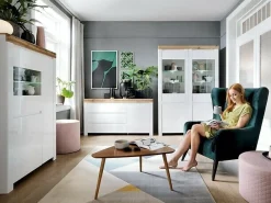 Kommode Sonsoru 100 (Hvid + Glansfuld hvid + Wotan eg)