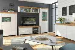 Kommode Sonsoru 100 (Hvid + Glansfuld hvid + Wotan eg)