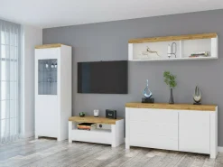 Kommode Sonsoru 100 (Hvid + Glansfuld hvid + Wotan eg)