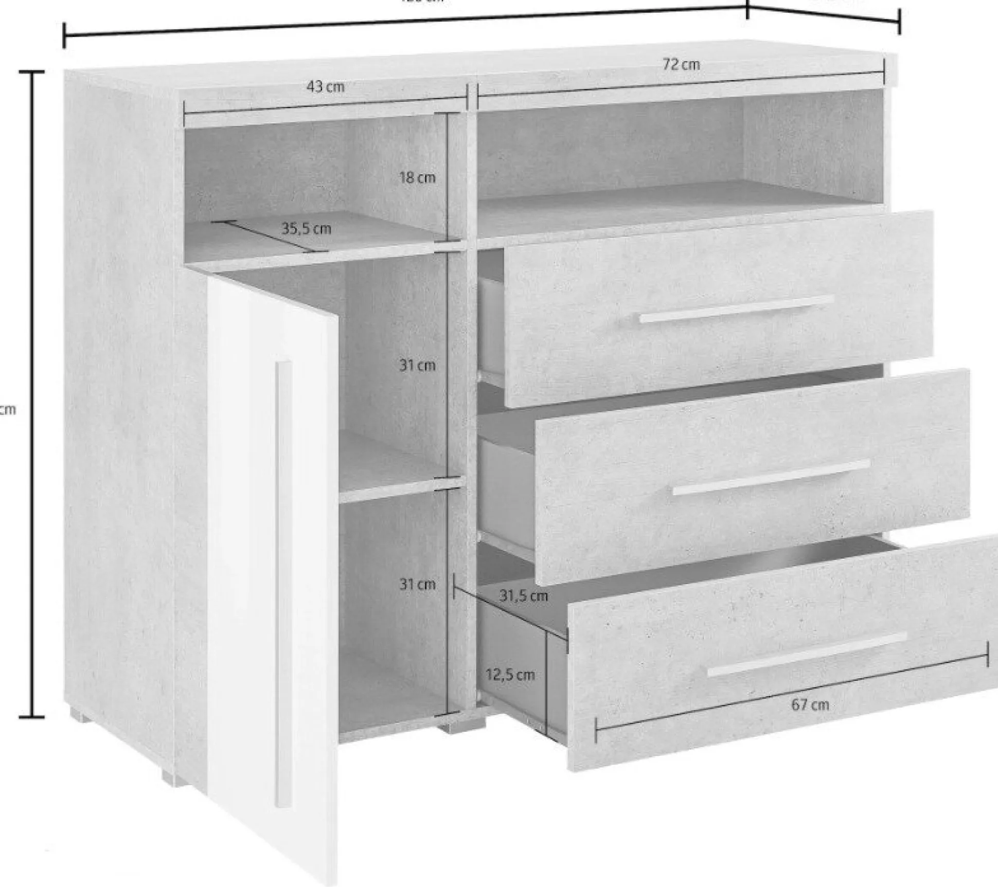 Kommode Sorciro 102 (Nød + Mørk eg)