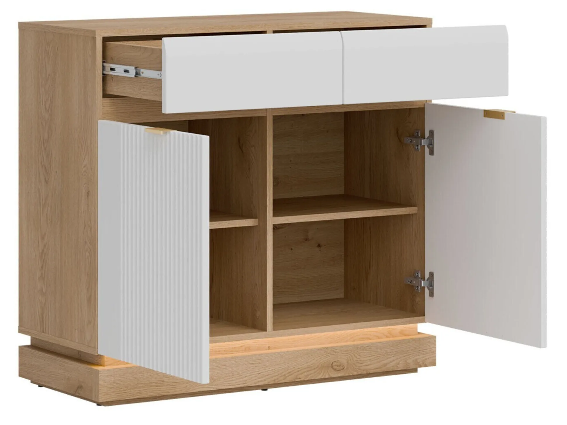 Kommode Teselbu 102 (Hvid + Egetræ)