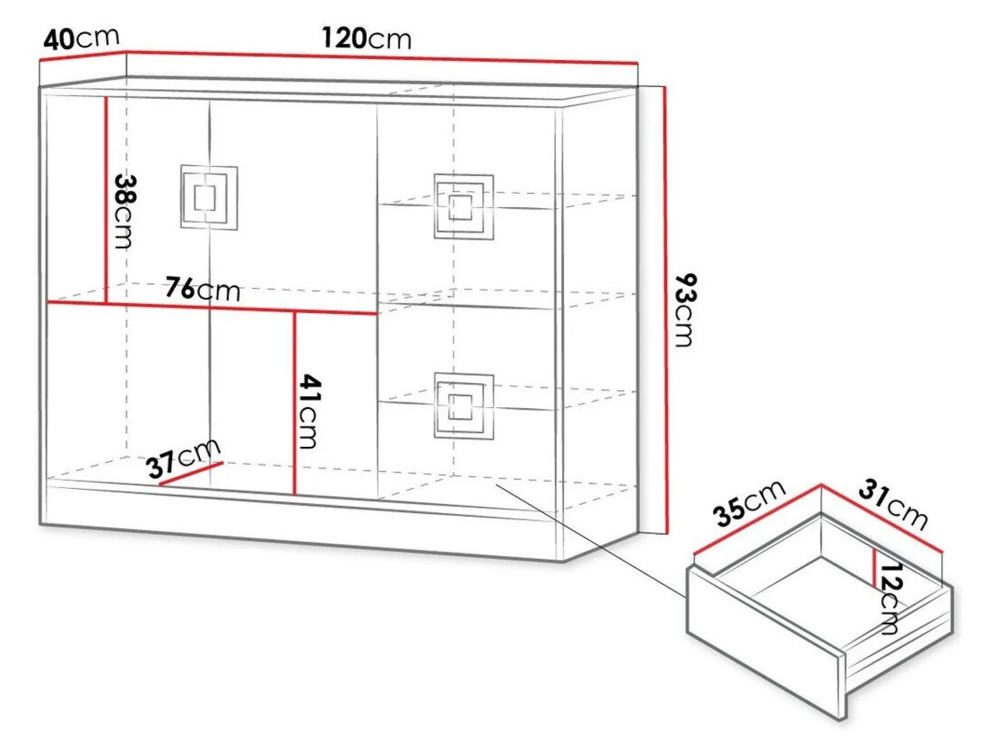 Kommode Tolfere 100 (Lys eg + Hvid)