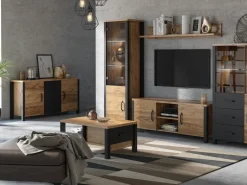 Kommode Tornua 103 (Mørk gran + Mat sort)