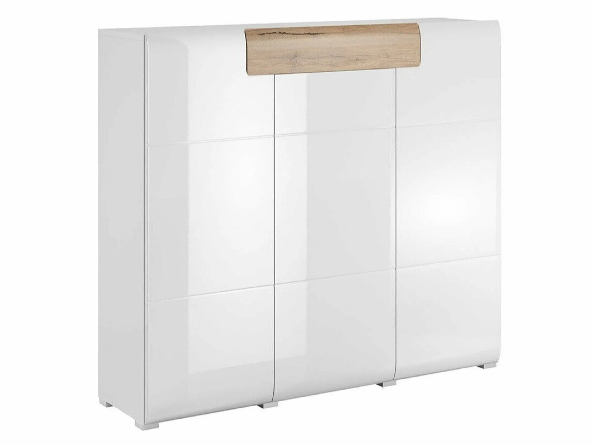 Kommode Torsone 112 (Hvid + Glansfuld hvid + San remo eg)