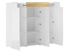 Kommode Torsone 112 (Hvid + Glansfuld hvid + San remo eg)