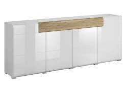 Kommode Torsone 102 (Hvid + Glansfuld hvid + San remo eg)