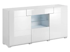 Kommode Torsone 108 (Hvid + Glansfuld hvid)