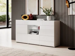 Kommode Torsone 108 (Hvid + Glansfuld hvid)