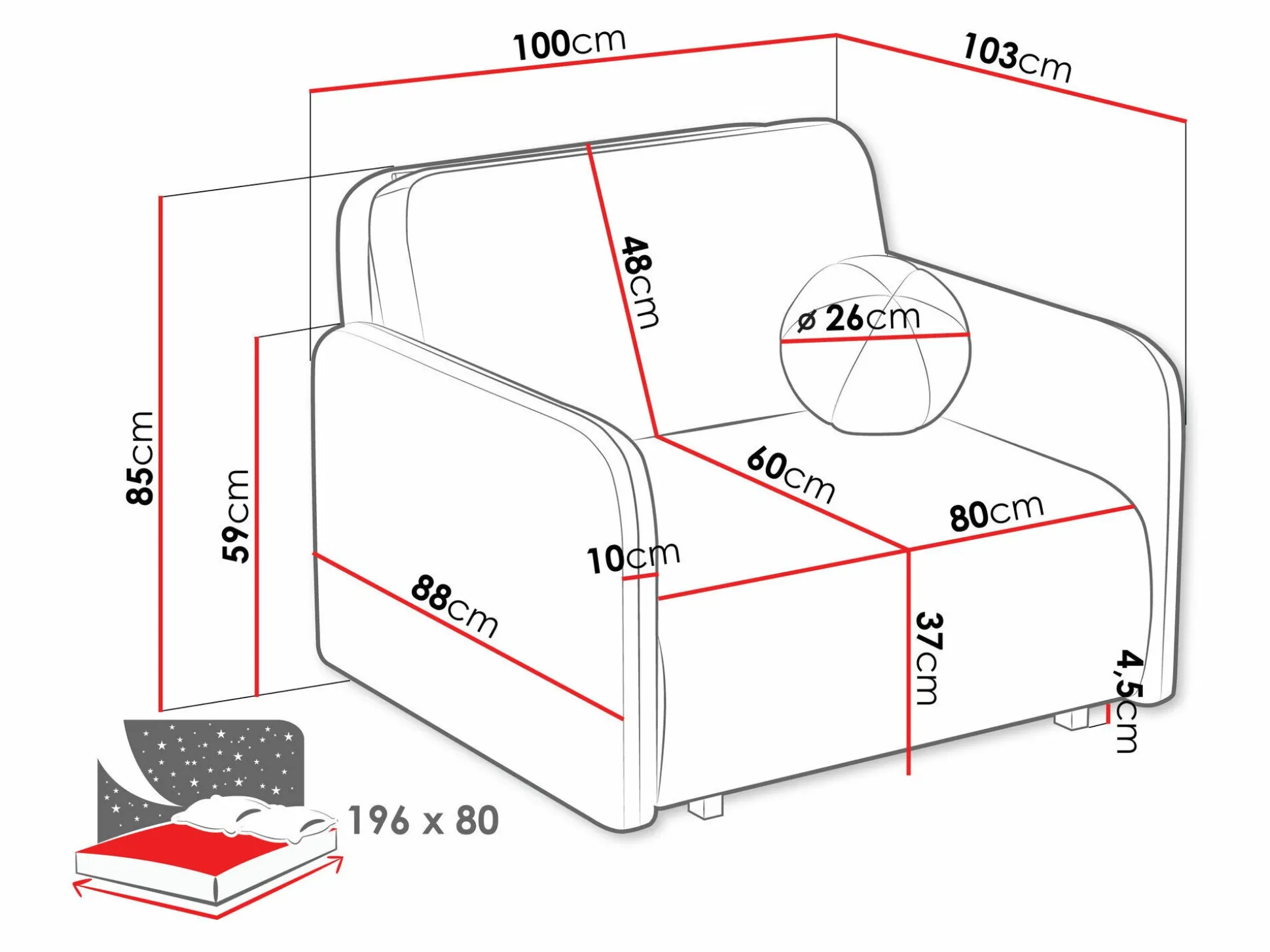 Lænestol Poetal I (Coral 65)