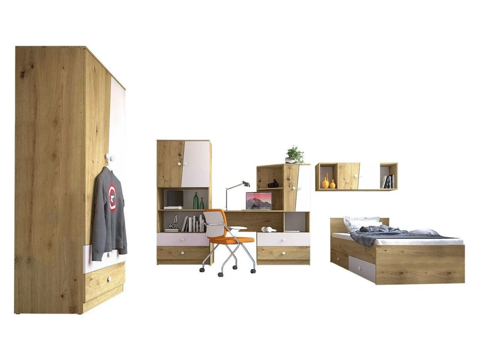 Møbelsæt Almira 114 (Artisan eg + Hvid)