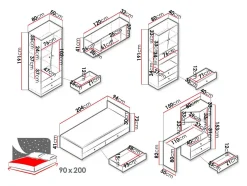 Møbelsæt Almira 114 (Artisan eg + Hvid)