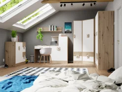 Møbelsæt Tolfere 106 (Lys eg + Hvid)