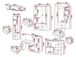 Møbelsæt Tolfere 106 (Lys eg + Hvid)