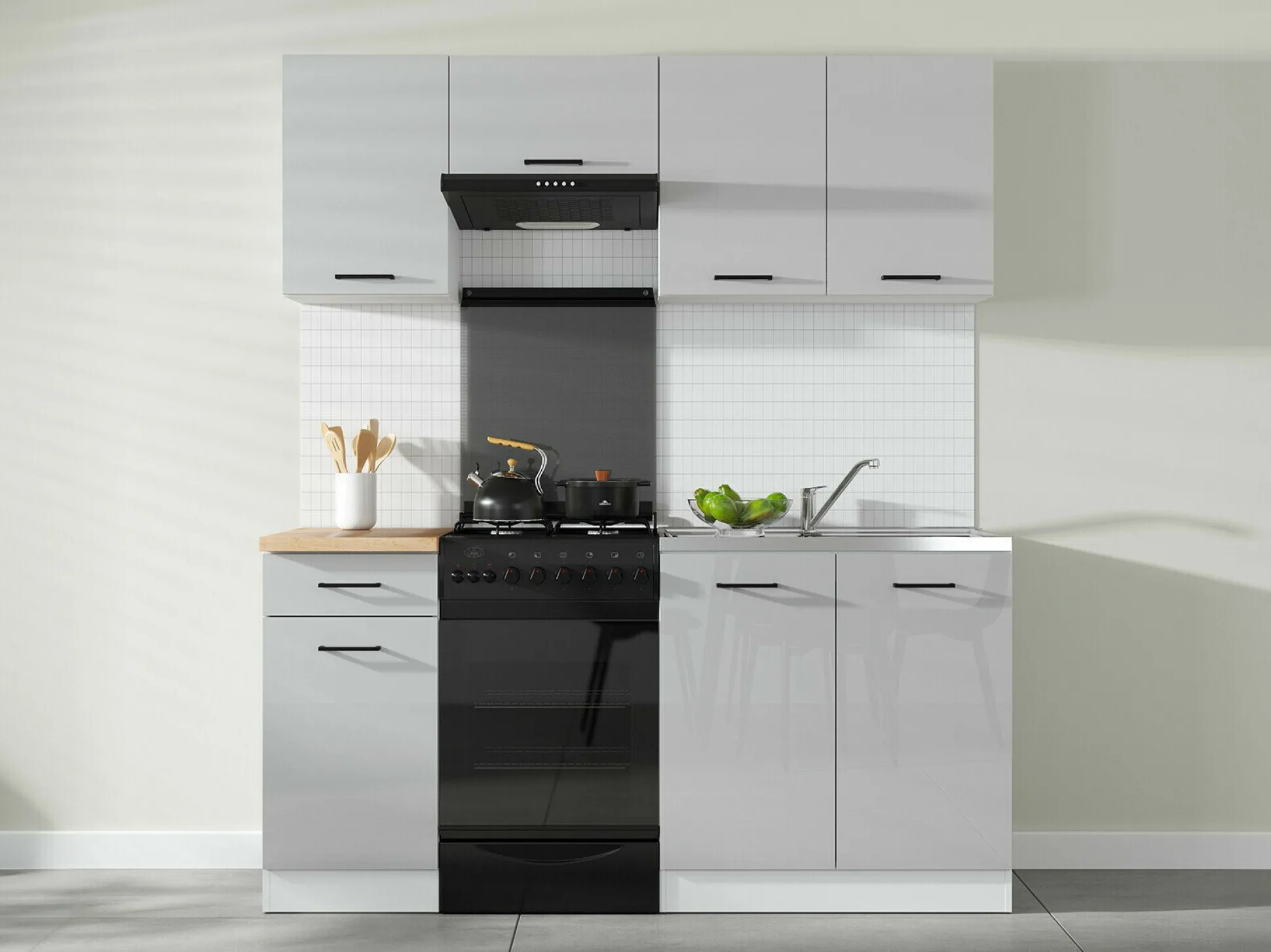 Modulopvaskeskab med låger Line Grey 115