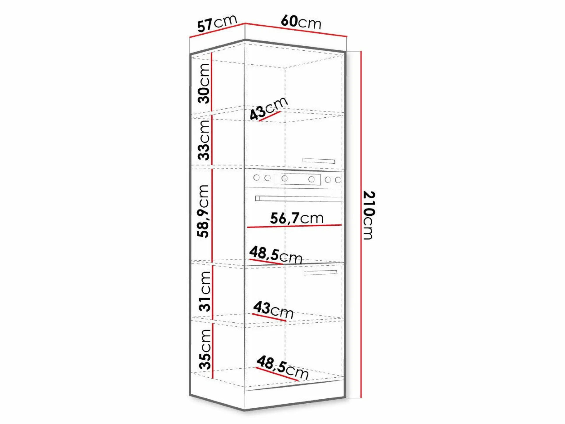 Modulskab til indbyggede apparater Multi Cream 100